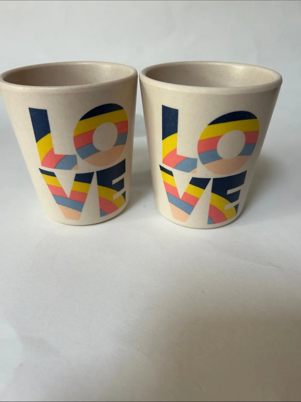 Set of 2 Pillowfort LOVE Striped Ceramic Mugs